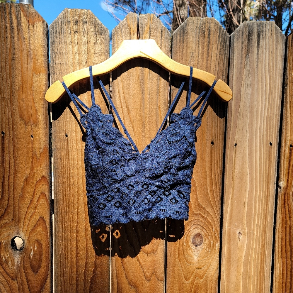 Navy Lace Crossback Bralette